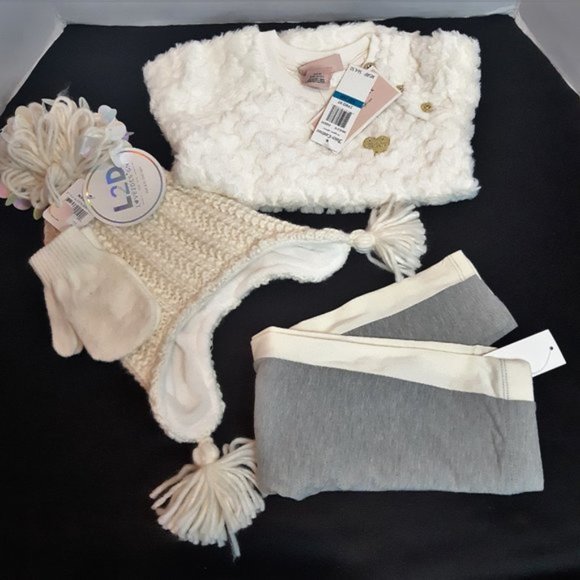 Juicy Couture 24 MONTHS Cozy Legging & Sweater Set + Hat and Gloves Set NWT - Picture 12 of 16